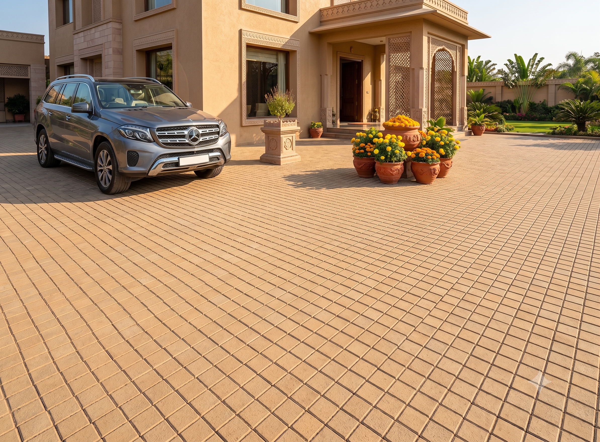 Villa Porch with Parked Car